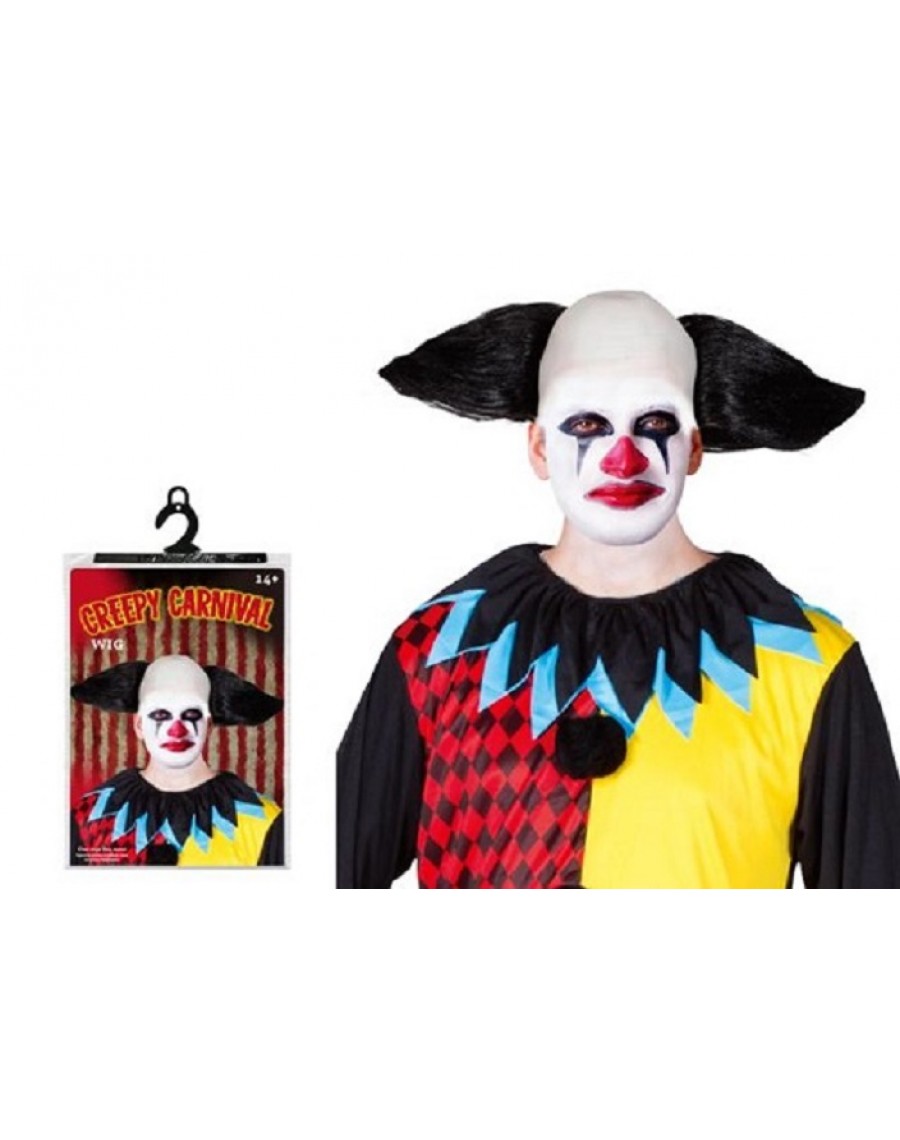 Creepy carnival Clown Mens Black Wig